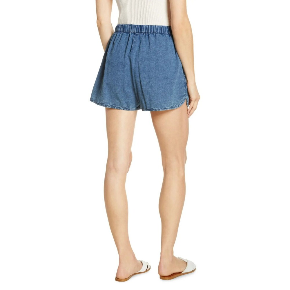 Nili Lotan Tilly Cotton Chambray Denim Shorts High Waisted Pull-On S 287669 View 2